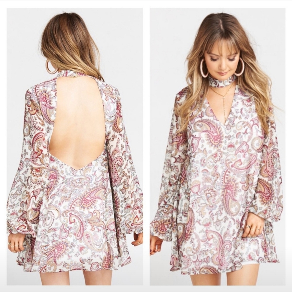 Show Me Your Mumu Small Josephine Bell Dress Paisley Retro Groovy Mini Open Back